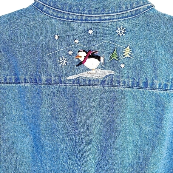 CHRISTOPHER & BANKS Denim Shirt Jacket Embroidered - Picture 4 of 16